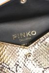 Limited Edition Gold/Grey-Gold Pinko Galleria Flat Card Holder In Laminated Reptile Skin - Image 5