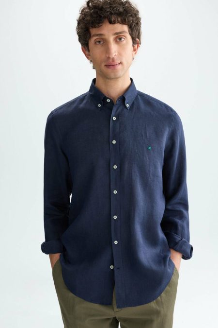 Linen Shirt Navy Shirts Purificacion Garci Men