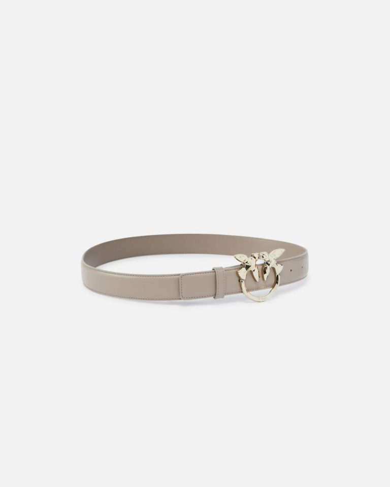Lit Ash-Light Gold Pinko Galleria 3-Cm Leather Belt With Birds Buckle Belts - Image 2