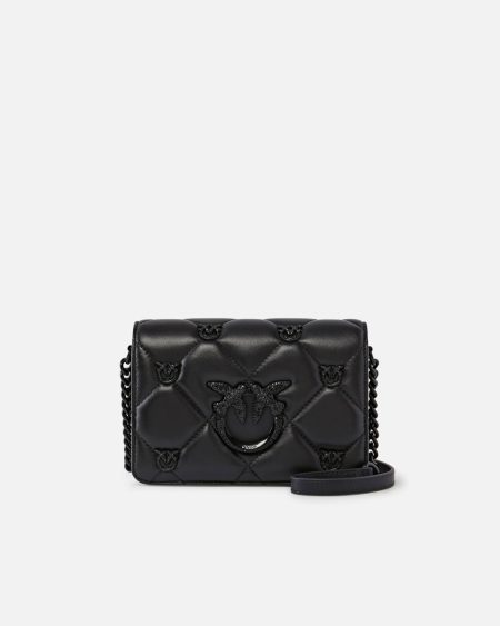 Love Bag Click Small Jewel Quilted Crossbody Bag Pinko Galleria Limo Black Block Colour Crossbody Bags
