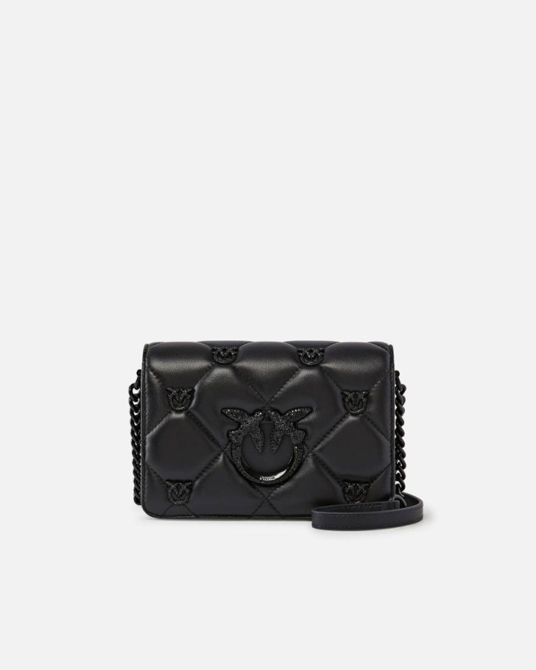 Love Bag Click Small Jewel Quilted Crossbody Bag Pinko Galleria Limo Black Block Colour Crossbody Bags