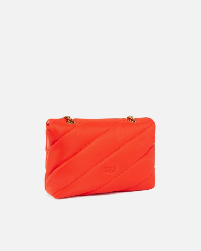 Love Bag Crossbody Bag In Quilted Recycled Fabric Pinko Shoulder Bags Mandarin Red-Antique Gold - Image 2
