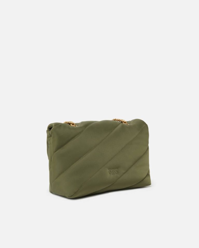 Love Bag Crossbody Bag In Quilted Recycled Fabric Pinko Wren Brown-Antique Gold Shoulder Bags - Image 2