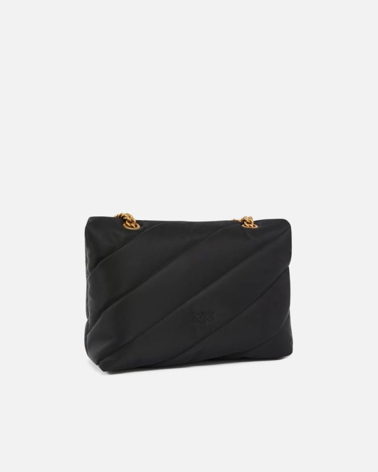 Love Bag Crossbody Bag In Quilted Recycled Fabric Shoulder Bags Pinko Black-Antique Gold - Image 2