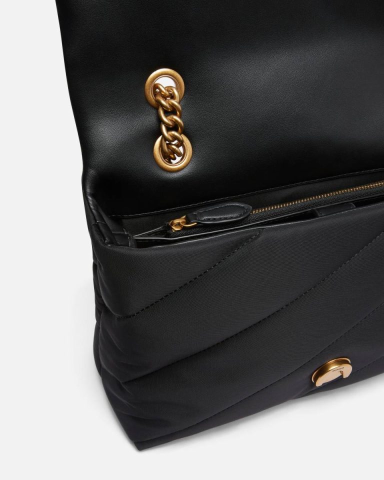 Love Bag Crossbody Bag In Quilted Recycled Fabric Shoulder Bags Pinko Black-Antique Gold - Image 4