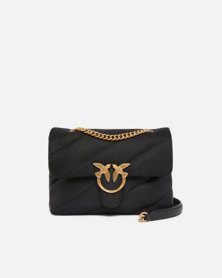 Love Bag Crossbody Bag In Quilted Recycled Fabric Shoulder Bags Pinko Black-Antique Gold