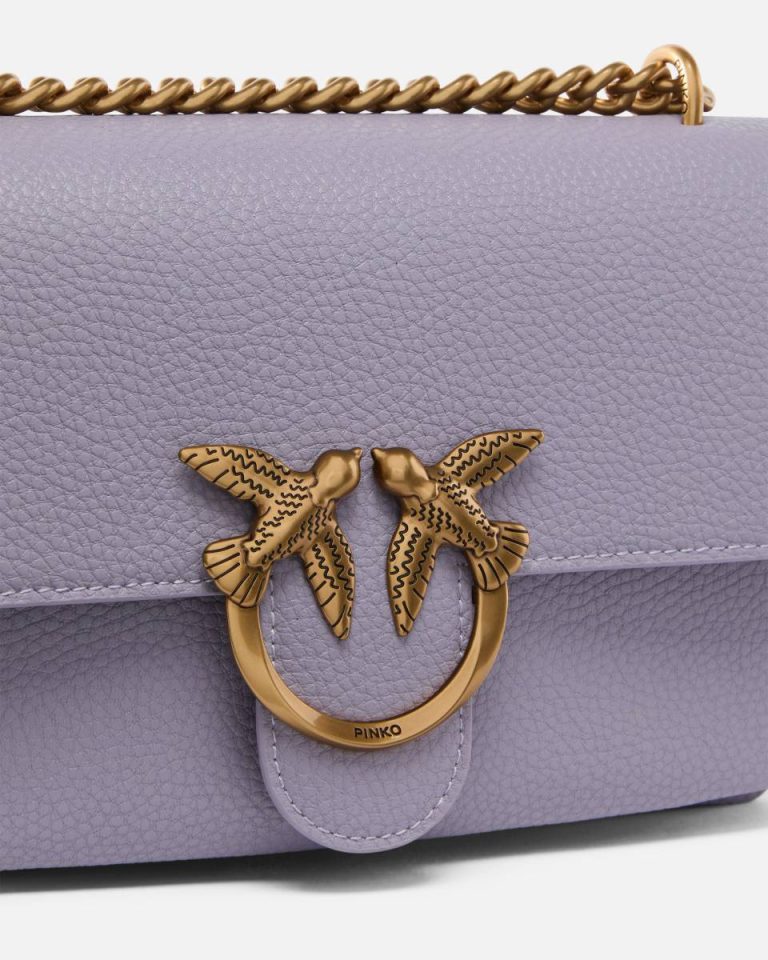 Love Bag Crossbody Bag In Soft Leather Pinko Crossbody Bags Ash Purple-Antique Gold - Image 3