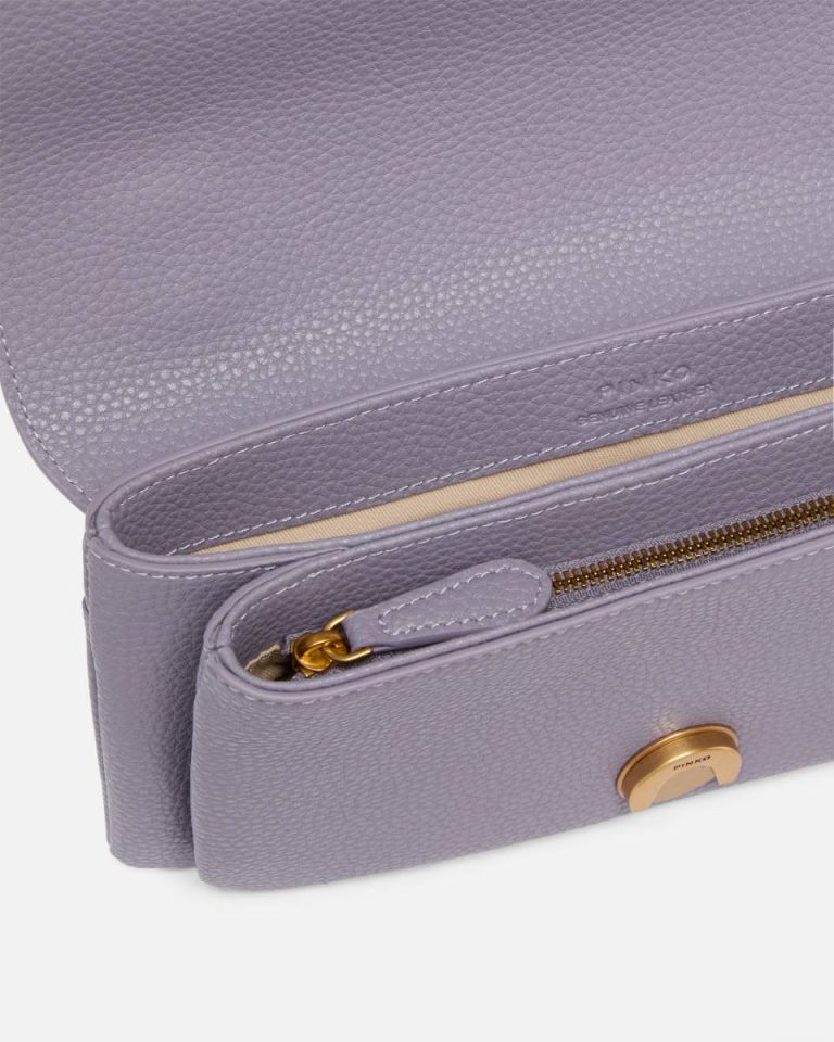 Love Bag Crossbody Bag In Soft Leather Pinko Crossbody Bags Ash Purple-Antique Gold - Image 4