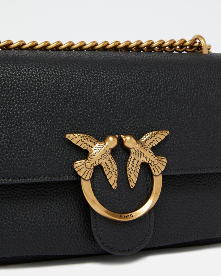 Love Bag Crossbody Bag In Soft Leather Shoulder Bags Pinko Black-Antique Gold - Image 3