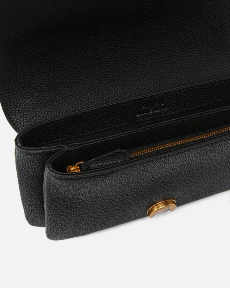 Love Bag Crossbody Bag In Soft Leather Shoulder Bags Pinko Black-Antique Gold - Image 4