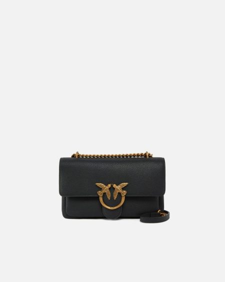 Love Bag Crossbody Bag In Soft Leather Shoulder Bags Pinko Black-Antique Gold