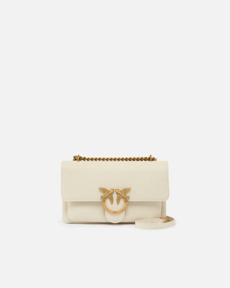 Love Bag Crossbody Bag In Soft Leather White+White-Antique Gold Pinko Shoulder Bags