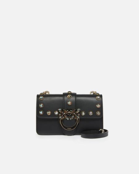 Love Bag Crossbody Bag With Mother-Of-Pearl Studs Pinko Crossbody Bags Black-Light Gold