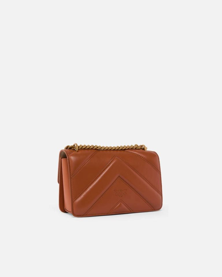 Love Bag Mini Chevron-Quilted Nappa Leather Crossbody Bag Shoulder Bags Crude Brick-Antique Gold Pinko - Image 2