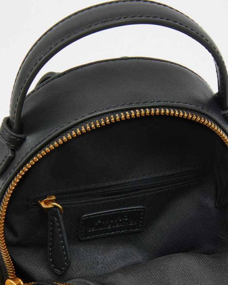 Love Bag Mini Matelassé Leather Backpack Black-Antique Gold Backpacks Pinko - Image 4
