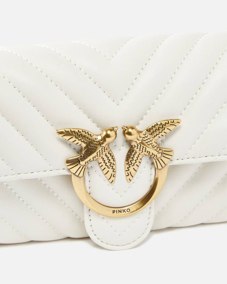 Love Bag One Wallet Chevron White+White-Antique Gold Purses Pinko - Image 3