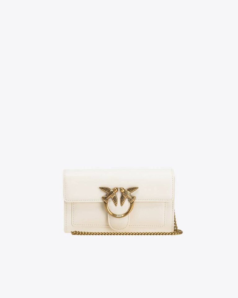 Love Bag One Wallet Simply White+White-Antique Gold Pinko Purses