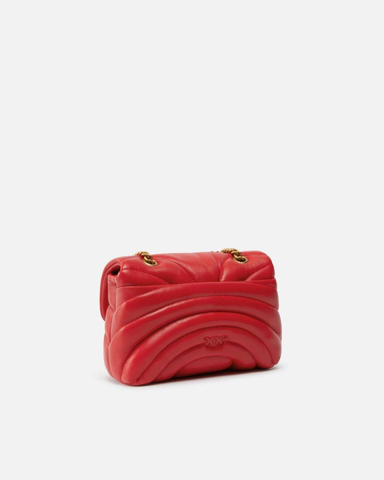 Love Bag Puff Butterfly Mini Nappa Leather Crossbody Bag Red-Antique Gold Pinko Crossbody Bags - Image 2