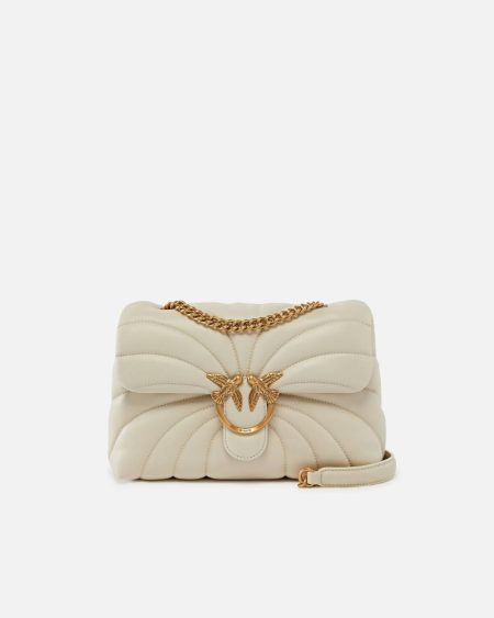 Love Bag Puff Large Butterfly Quilt Crossbody Bag Shoulder Bags White+White-Antique Gold Pinko