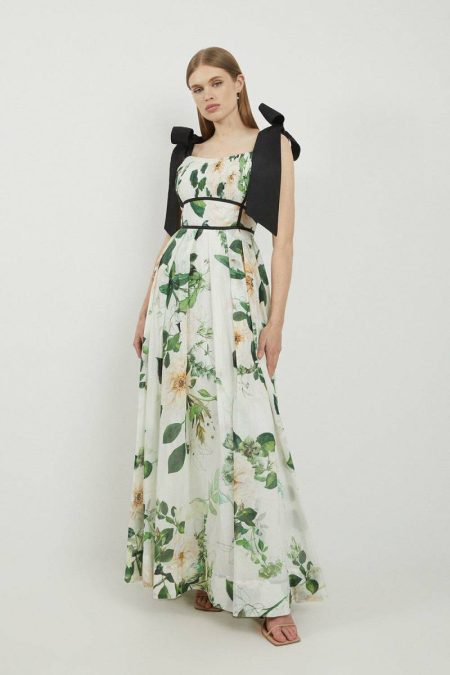 Lydia Millen Tall Floral Silk Cotton Woven Strappy Dress Karen Millen Women Floral Dresses