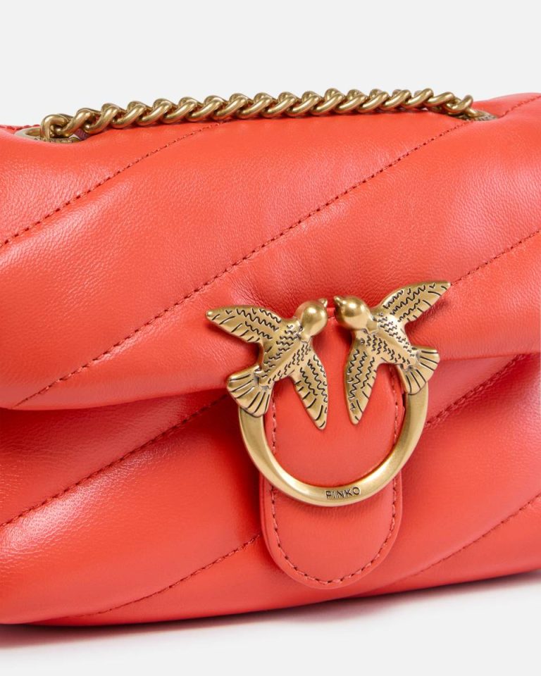 Mandarin Red-Antique Gold Shoulder Bags Baby Love Bag Puff Maxi Quilt Pinko - Image 3