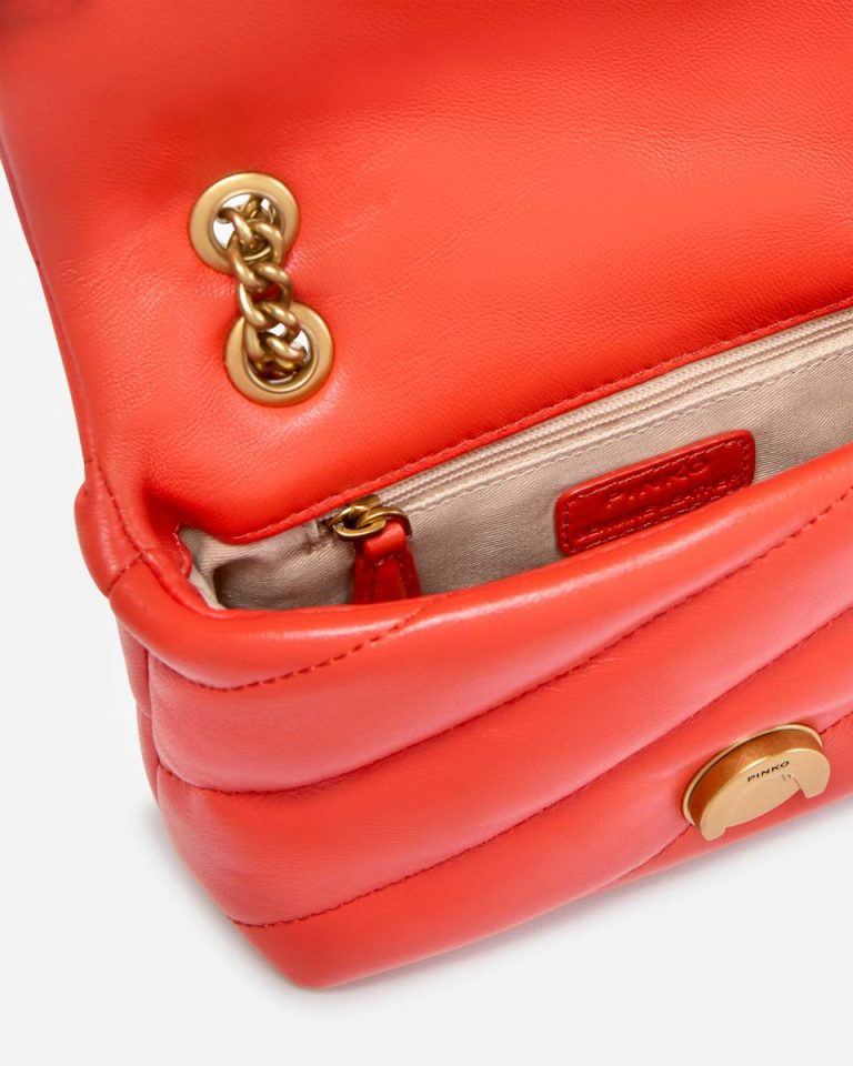 Mandarin Red-Antique Gold Shoulder Bags Baby Love Bag Puff Maxi Quilt Pinko - Image 4