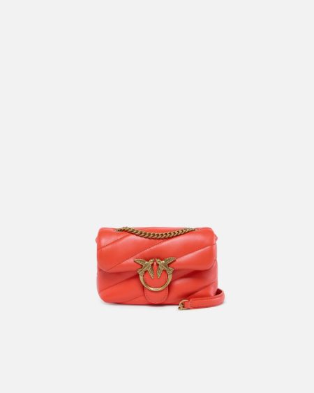 Mandarin Red-Antique Gold Shoulder Bags Baby Love Bag Puff Maxi Quilt Pinko