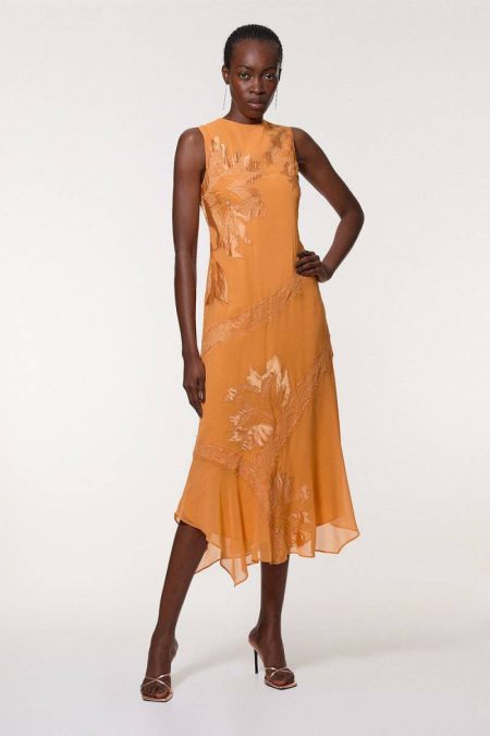 Mango Women Karen Millen Applique And Lace Georgette Sleeveless Woven Maxi Dress Maxi Dresses
