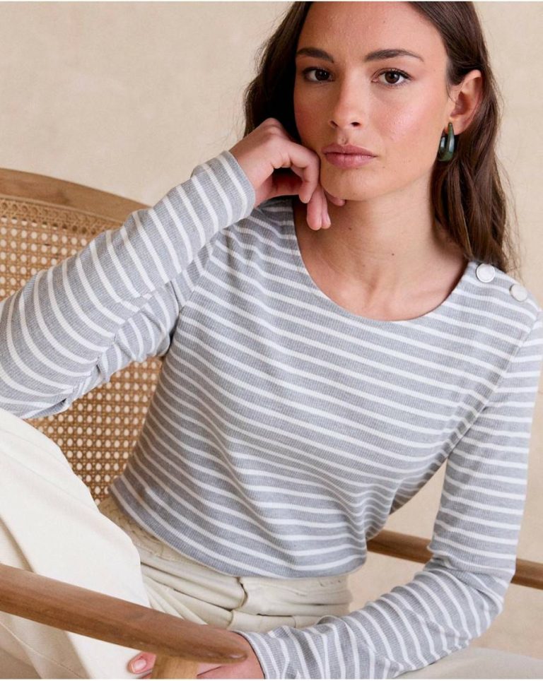 Maribeli Striped Top T-Shirts And Tops Women Polín Et Moi Grey - Image 3