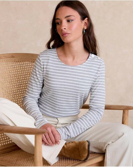 Maribeli Striped Top T-Shirts And Tops Women Polín Et Moi Grey