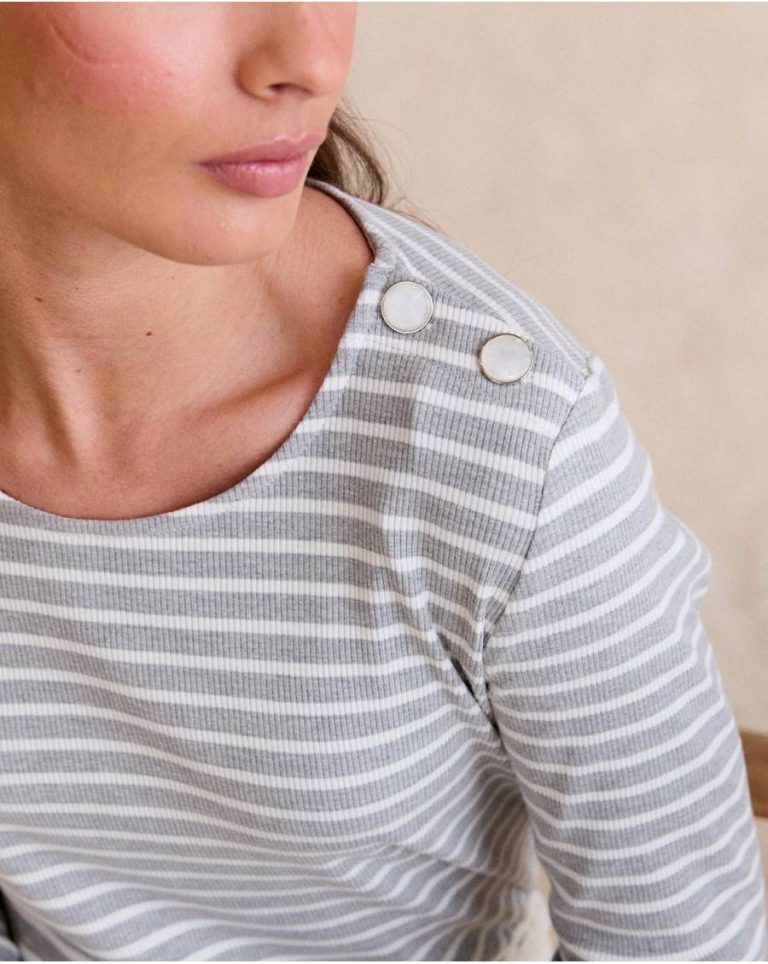Maribeli Striped Top T-Shirts And Tops Women Polín Et Moi Grey - Image 5