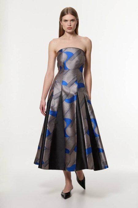 Maxi Dresses Karen Millen Amelia Graham Petite Printed Tailored Bandeau Prom Dress Women Multi