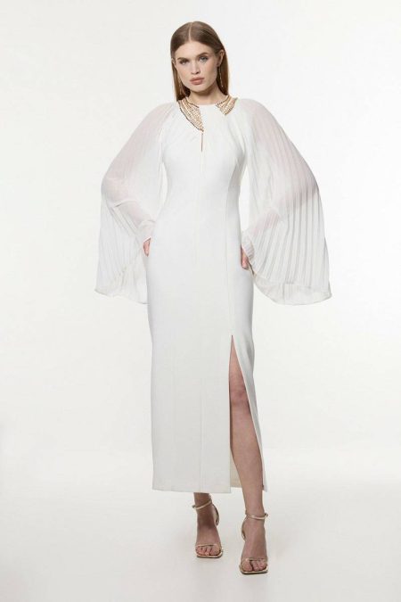 Maxi Dresses Karen Millen Enamel Chain Detail Kimono Maxi Dress Women Ivory