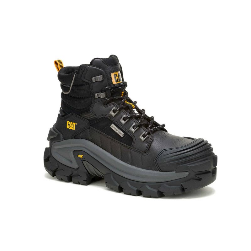 Men Black Boots Cat Men's Invader Max Waterproof Composite Toe Work Boot - Image 2