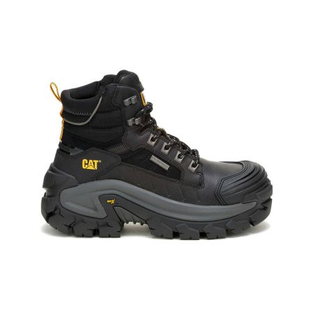 Men Black Boots Cat Men's Invader Max Waterproof Composite Toe Work Boot