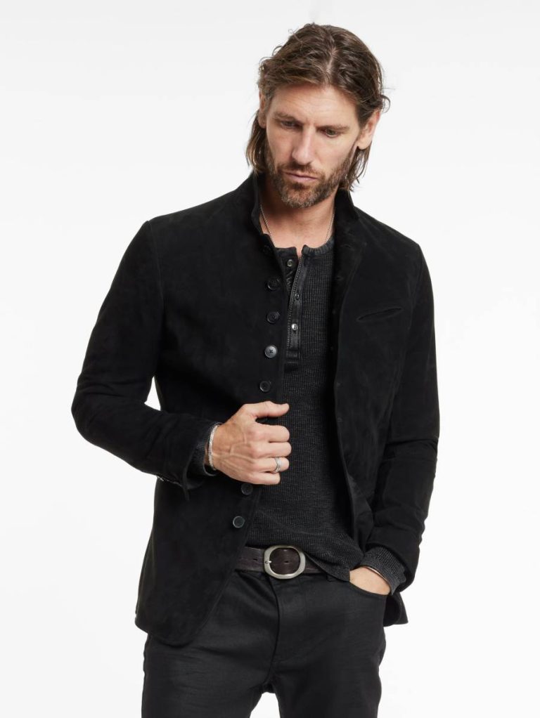 Men Black John Varvatos Leather Jackets Woodward Multibutton Jacket - Image 2