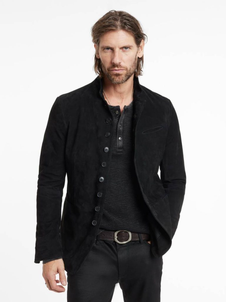 Men Black John Varvatos Leather Jackets Woodward Multibutton Jacket - Image 3