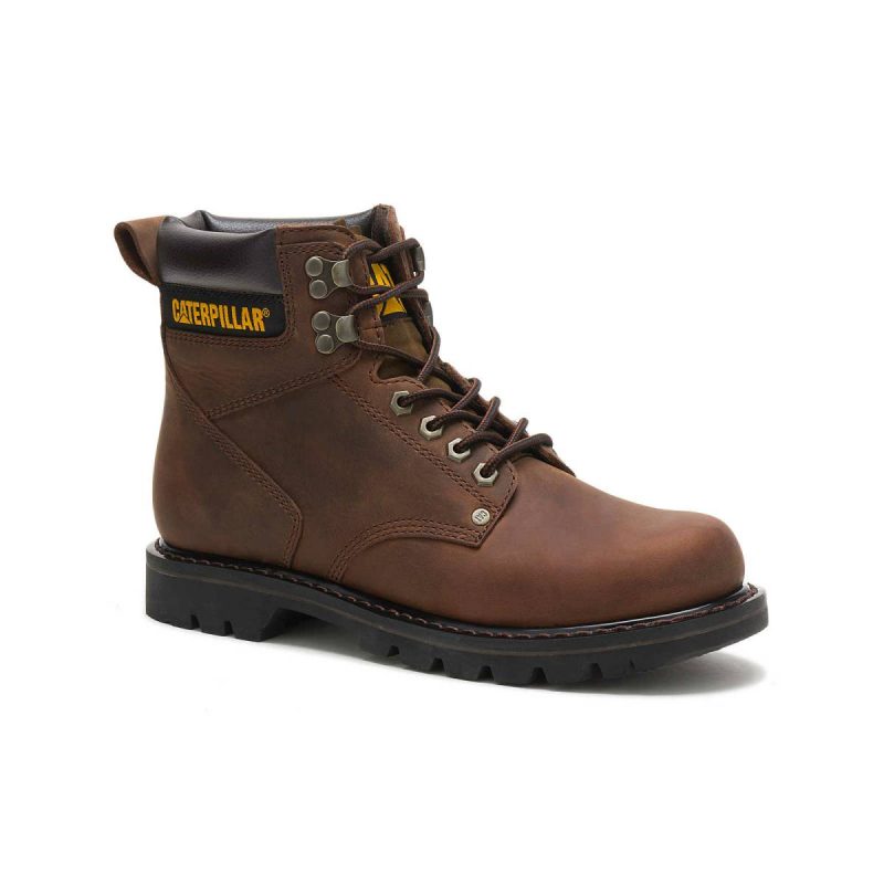 Men Boots Men's Second Shift Work Boot Cat Dark Brown - Image 3
