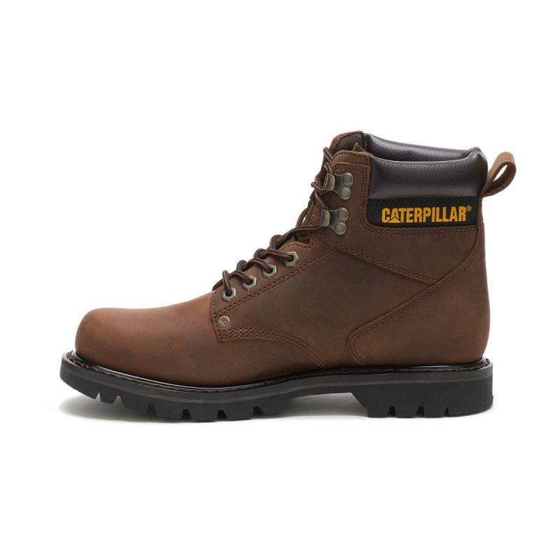Men Boots Men's Second Shift Work Boot Cat Dark Brown - Image 4