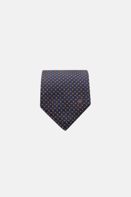 Men Brown/Navy/White Ties Purificacion Garci Polka Dots Geometric Motives Silk Tie