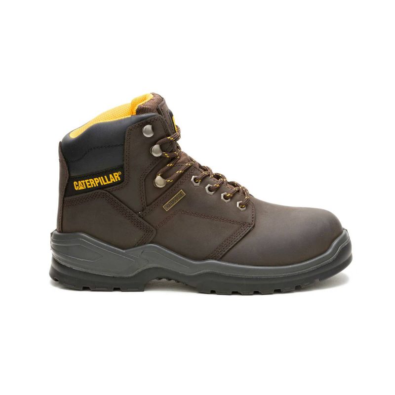Men Cat Men's Striver Waterproof Steel Toe Work Boot Brown Boots