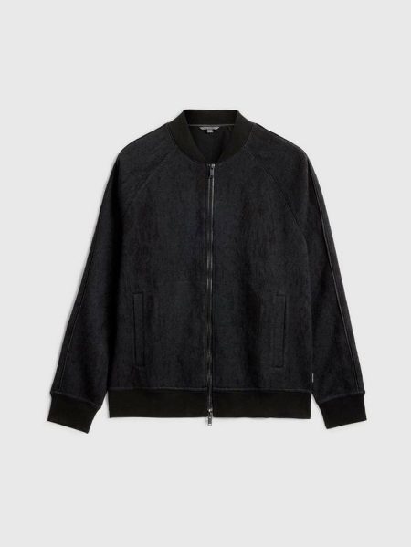 Men John Varvatos Black Riggins Bomber Coats And Jackets