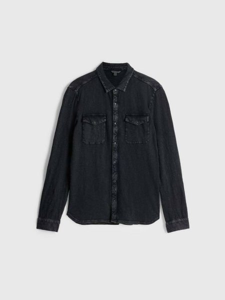 Men John Varvatos Charcoal Arvon Western Shirt Shirts