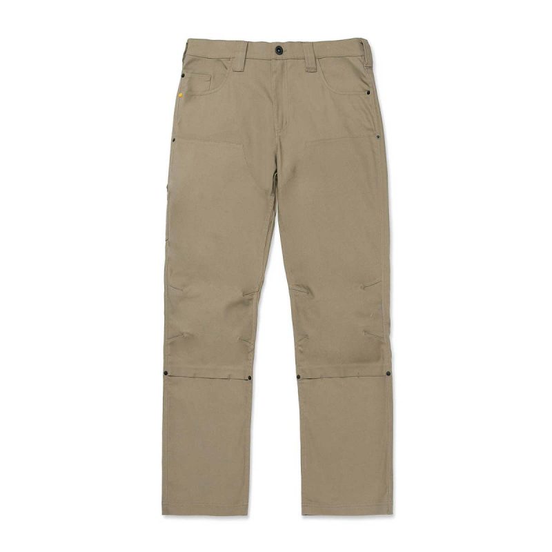 Men Men's Double Front Stretch Canvas Straight Fit Utility Pant Cat Pants Khaki