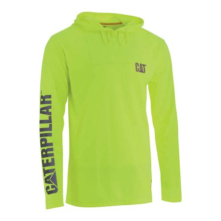 Men Men's Hivis Upf Hooded Long Sleeve Tee Yellow Cat Tops & Outerwear