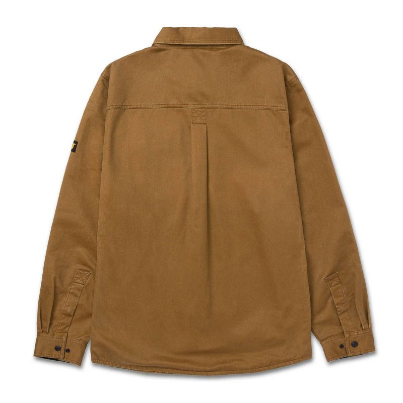 Men Men's Waxed Cotton Shirt Jacket Tops & Outerwear Cat Bronze - Image 3