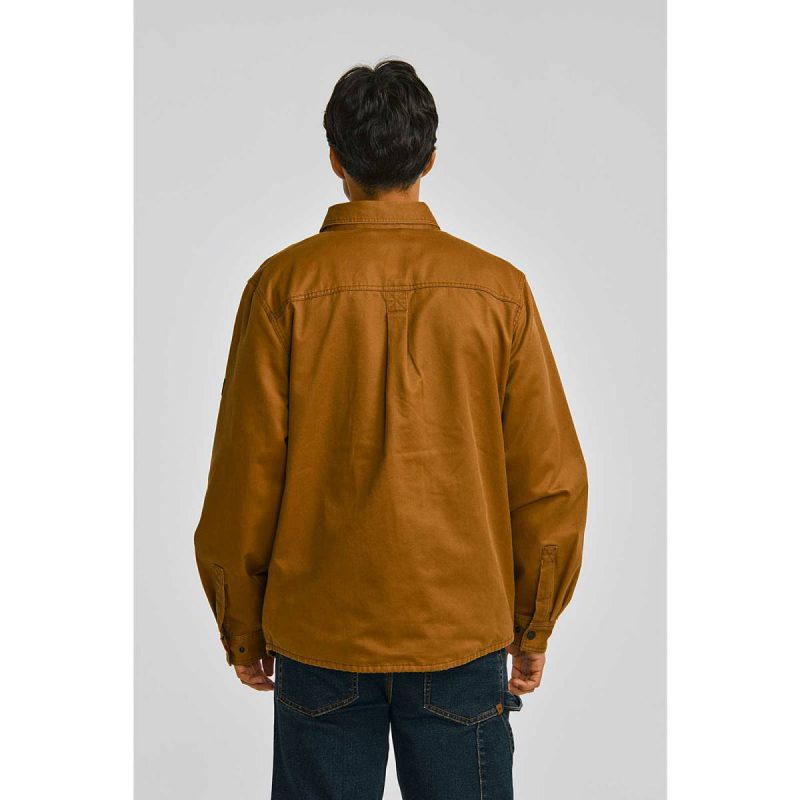 Men Men's Waxed Cotton Shirt Jacket Tops & Outerwear Cat Bronze - Image 4