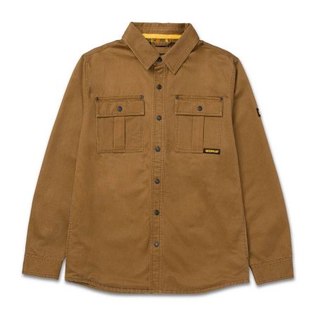 Men Men's Waxed Cotton Shirt Jacket Tops & Outerwear Cat Bronze