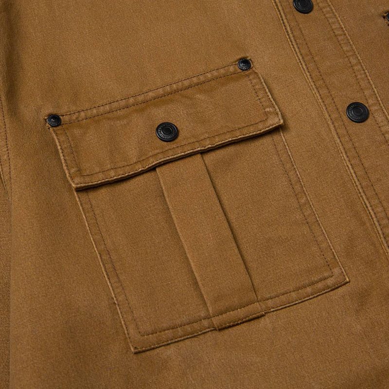 Men Men's Waxed Cotton Shirt Jacket Tops & Outerwear Cat Bronze - Image 5