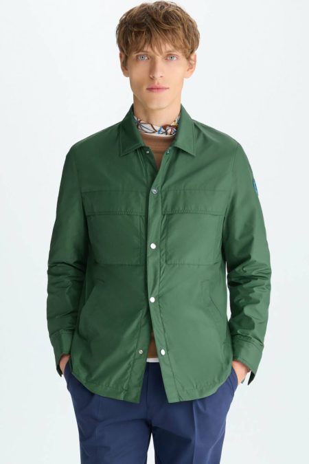 Men Pockets Technical Nylon Overshirt Purificacion Garci Green Outerwear